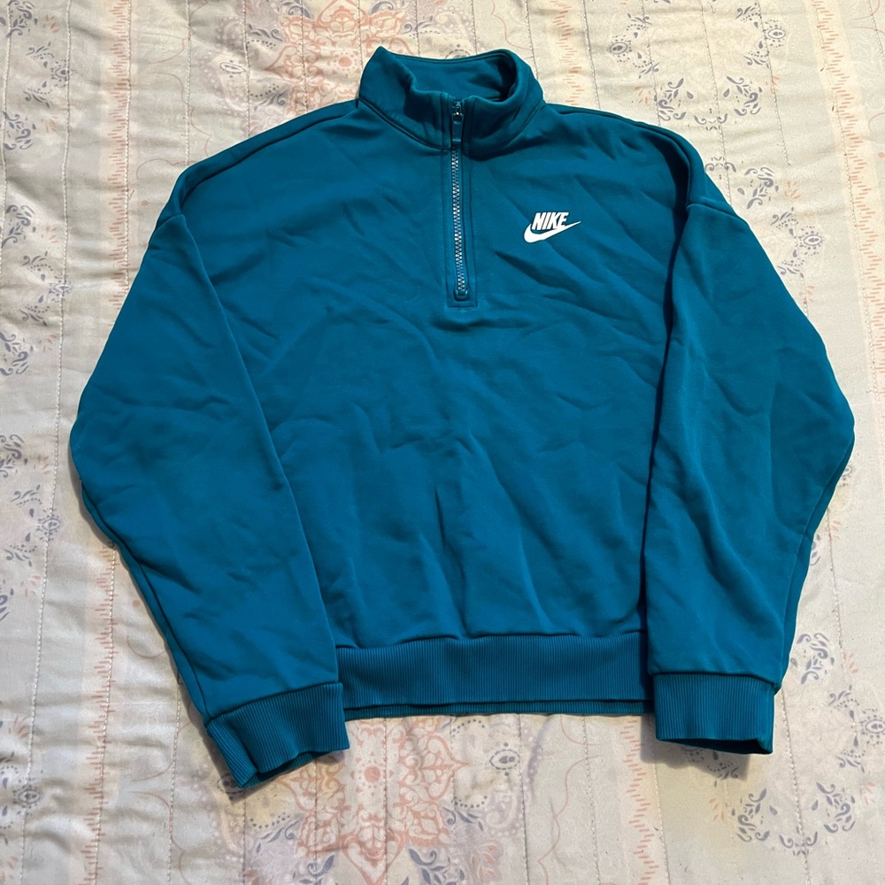 💙 Nike Girls Quarter-Zip Pullover — Teal Blue Sweatshirt | Size Large⚡️
